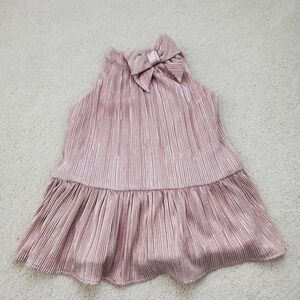 Janie and Jack Baby Girls Rose Gold Special Occasion Metallic Bow Dress sz3-6m